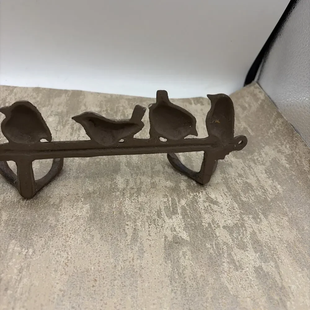 14.5” Cast Iron 7 Birds On BranchCoat Hanger 3 Double Hooks Wall Mount 2 Lbs.